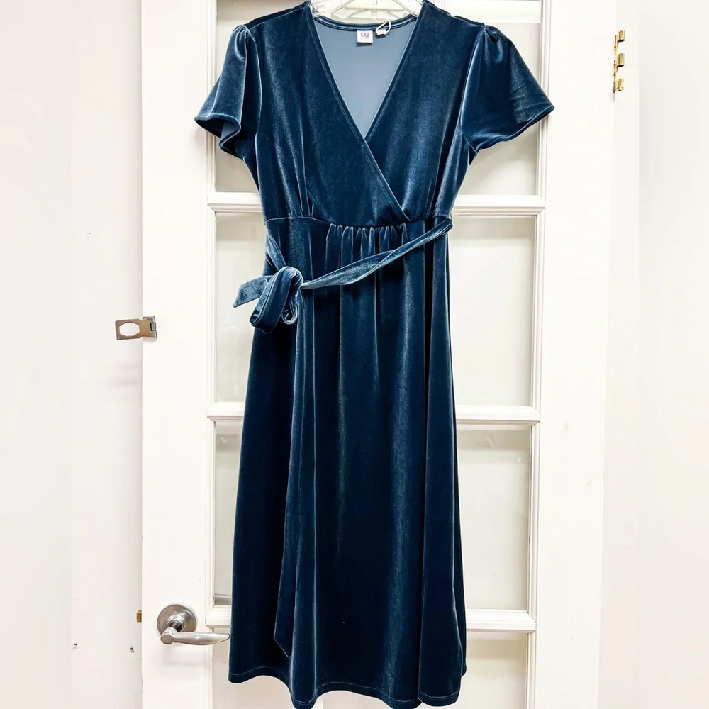 Maternity Velvet Faux-Wrap Dress - Picture 4 of 5
